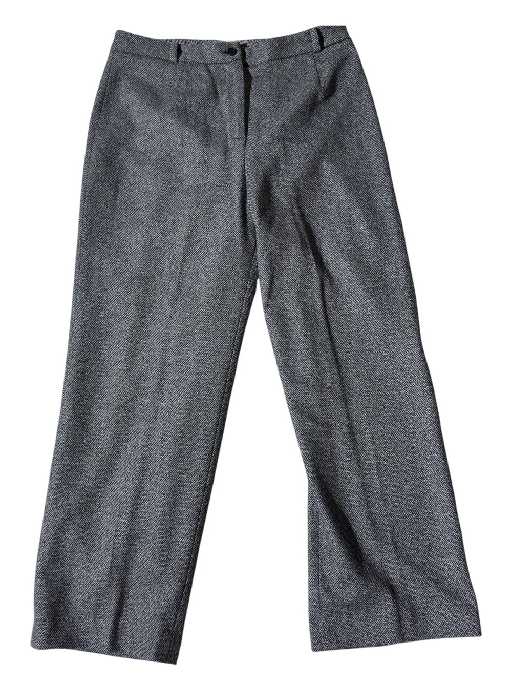 Neiman Marcus Collection Size 12 Wool Silk Blend Gray Wide Leg Trousers USA